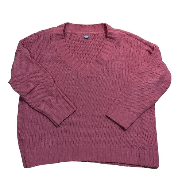 Aerie Oversized‎ Slouchy Pink Strawberry  Ribbed Sweater M - Picture 1 of 5